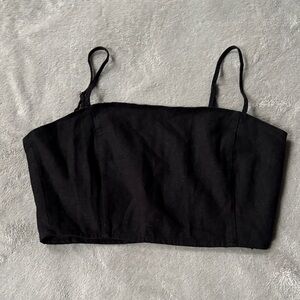 Black linen vacation top